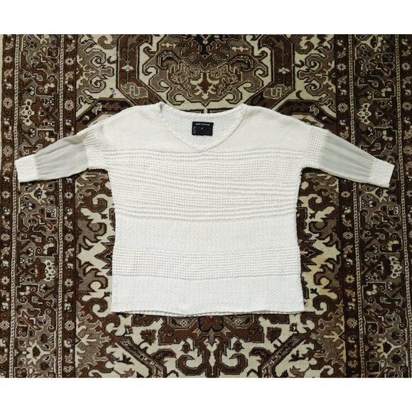 Gary Graham Ivory Cotton Silk Drop Shoulder Boxy 3/4 Sleeve Sweater sz P XS - Picture 3 of 6